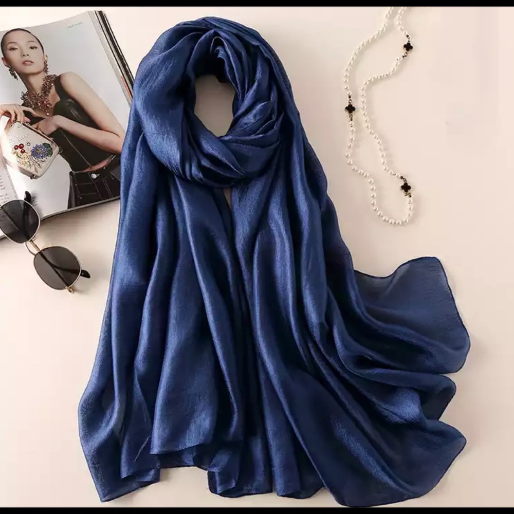Silk Scarves Women Luxury Brand Hijab Scarf Solid Foulard Femme Shawls Wraps